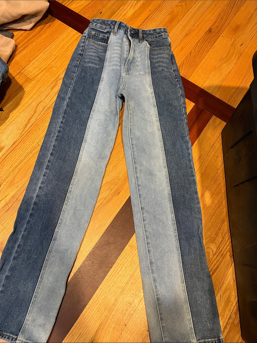 Two-Tone Blue Panel High-Rise Women’s Jeans